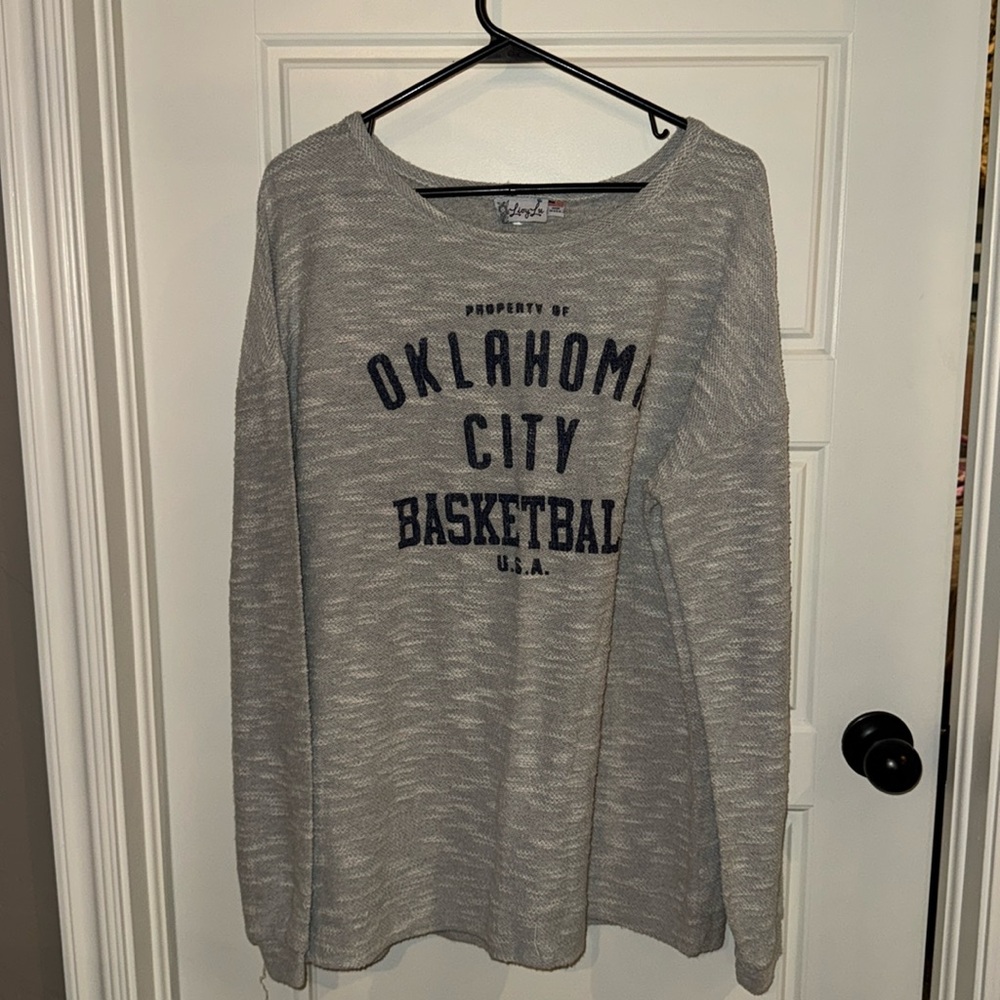 Gray Oklahoma City Basketball Sweater